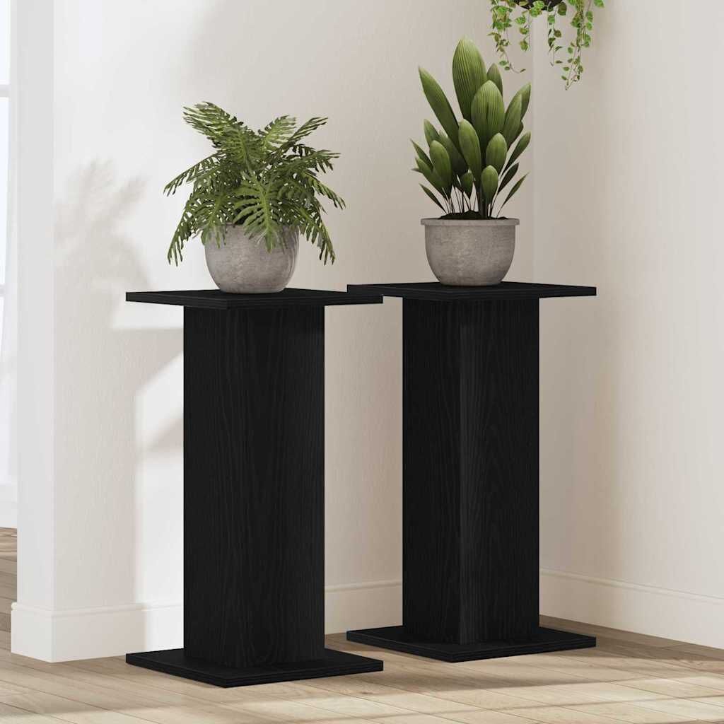 vidaXL Luidspreker Standaards met Plank (2 stuks) Zwart Eiken - 53% Korting