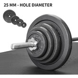 Gietijzeren Halterschijven Set (2,5cm) - 1,25kg t/m 10kg - 34% Korting!