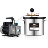 ORION MOTOR TECH 7,6 L Vacuümkamer met Pompkit, 3,5 cfm Vacuümpomp en Kamerkit met Gehard Glazen Deksel, Vacuümontgassingskamerkit voor het Stabiliseren van Houtontgassingssiliconenhars
