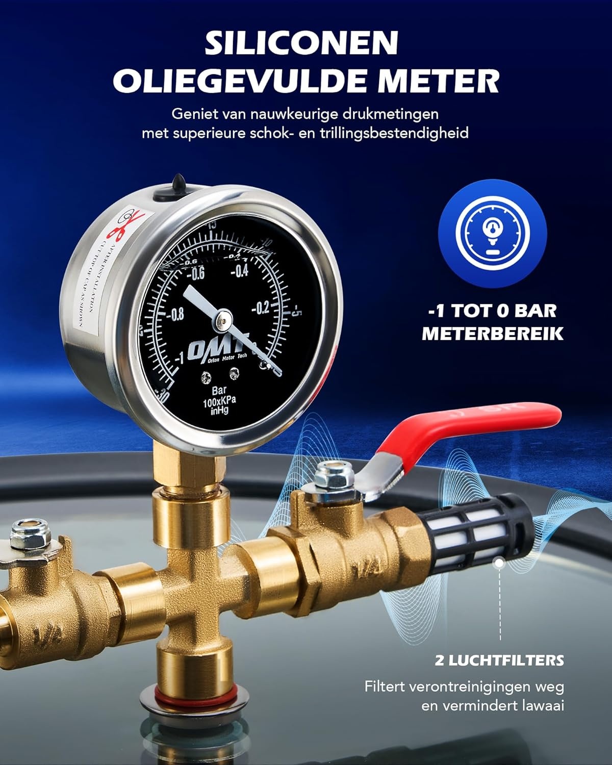 ORION MOTOR TECH 7,6 L Vacuümkamer met Pompkit, 3,5 cfm Vacuümpomp en Kamerkit met Gehard Glazen Deksel, Vacuümontgassingskamerkit voor het Stabiliseren van Houtontgassingssiliconenhars