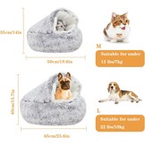 SUOXU Kalmerend hondenbed, donut knuffelnest, warm, zacht pluche hondenkussen met gezellige spons antislip bodem voor kleine middelgrote honden snooze slapen binnen (65 cm-grijs)