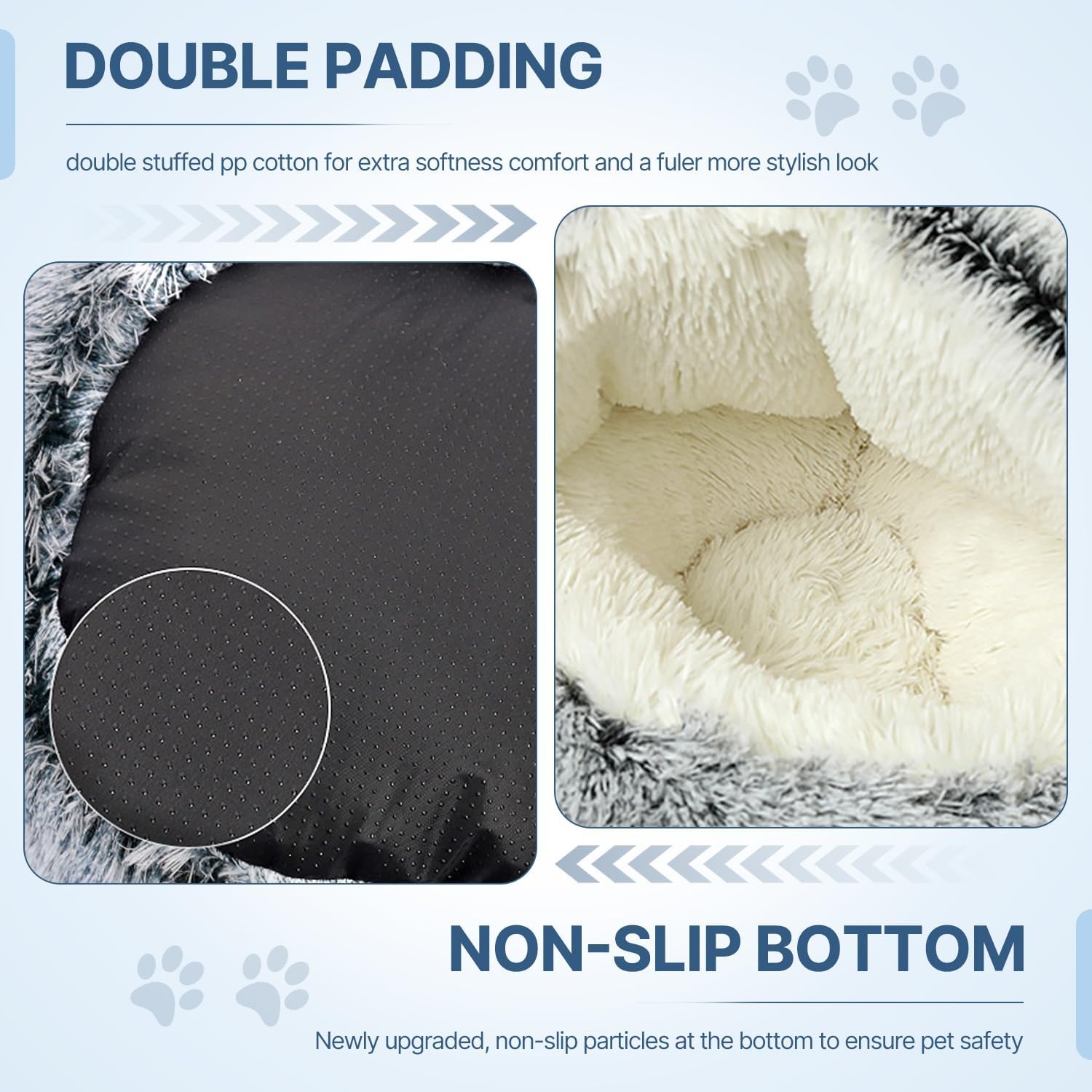 SUOXU Kalmerend hondenbed, donut knuffelnest, warm, zacht pluche hondenkussen met gezellige spons antislip bodem voor kleine middelgrote honden snooze slapen binnen (65 cm-grijs)