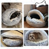 SUOXU Kalmerend hondenbed, donut knuffelnest, warm, zacht pluche hondenkussen met gezellige spons antislip bodem voor kleine middelgrote honden snooze slapen binnen (65 cm-grijs)