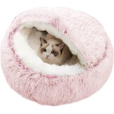 SUOXU Kalmerend hondenbed, donut knuffelnest, warm, zacht pluche hondenkussen met gezellige spons antislip bodem voor kleine middelgrote honden snooze slapen binnen (65 cm-grijs)