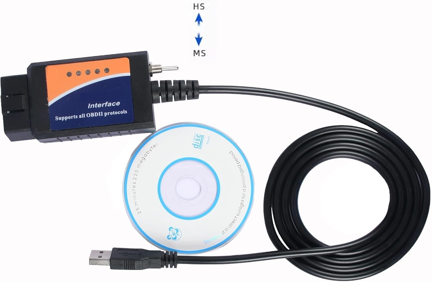 for-Scan ELM 327 MS HS OBD2 USB Elmconfig OBD-adapter met MS-CAN/HS-CAN schakelaar,