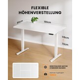 ErGear Elektrisch Zit-Sta Bureau - 160 x 80 cm - 100 kg Draagvermogen Hoogte Verstelbaar Bureau met Geavanceerde Borstelloze Motor, Stille Werking, Robuust Metalen Frame