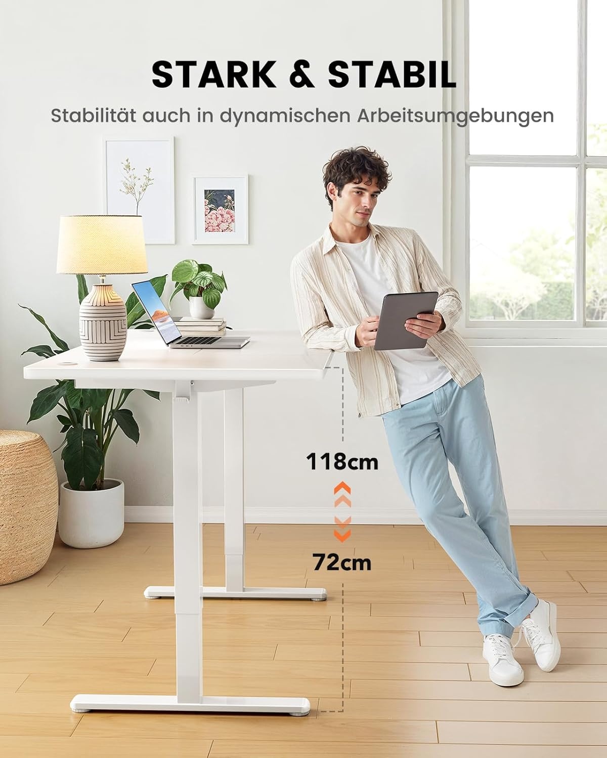 ErGear Elektrisch Zit-Sta Bureau - 160 x 80 cm - 100 kg Draagvermogen Hoogte Verstelbaar Bureau met Geavanceerde Borstelloze Motor, Stille Werking, Robuust Metalen Frame