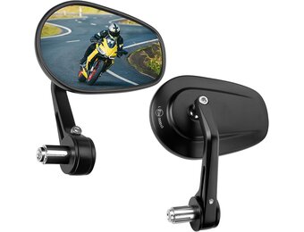 KEMIMOTO 2 stuks universele motorfietsspiegel, 360° draaibare inklapbare stuurspiegel, 22 mm zijspiegel, 7/8", E24-goedgekeurd, breed gezichtsveld