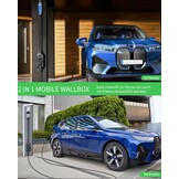 Mobile Wallbox 7,36kW [1-fase, 6,2m, 6-32A], EV-lader met instelbaar laadvermogen, timerfunctie, type 2 laadkabel CEE-stekker voor Model Y/3, ID.3, i4, EQB, e-tron enz., zwart