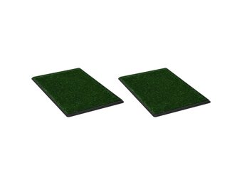 vidaXL Huisdierentoiletten 2 st met bak en kunstgras 76x51x3 cm groen