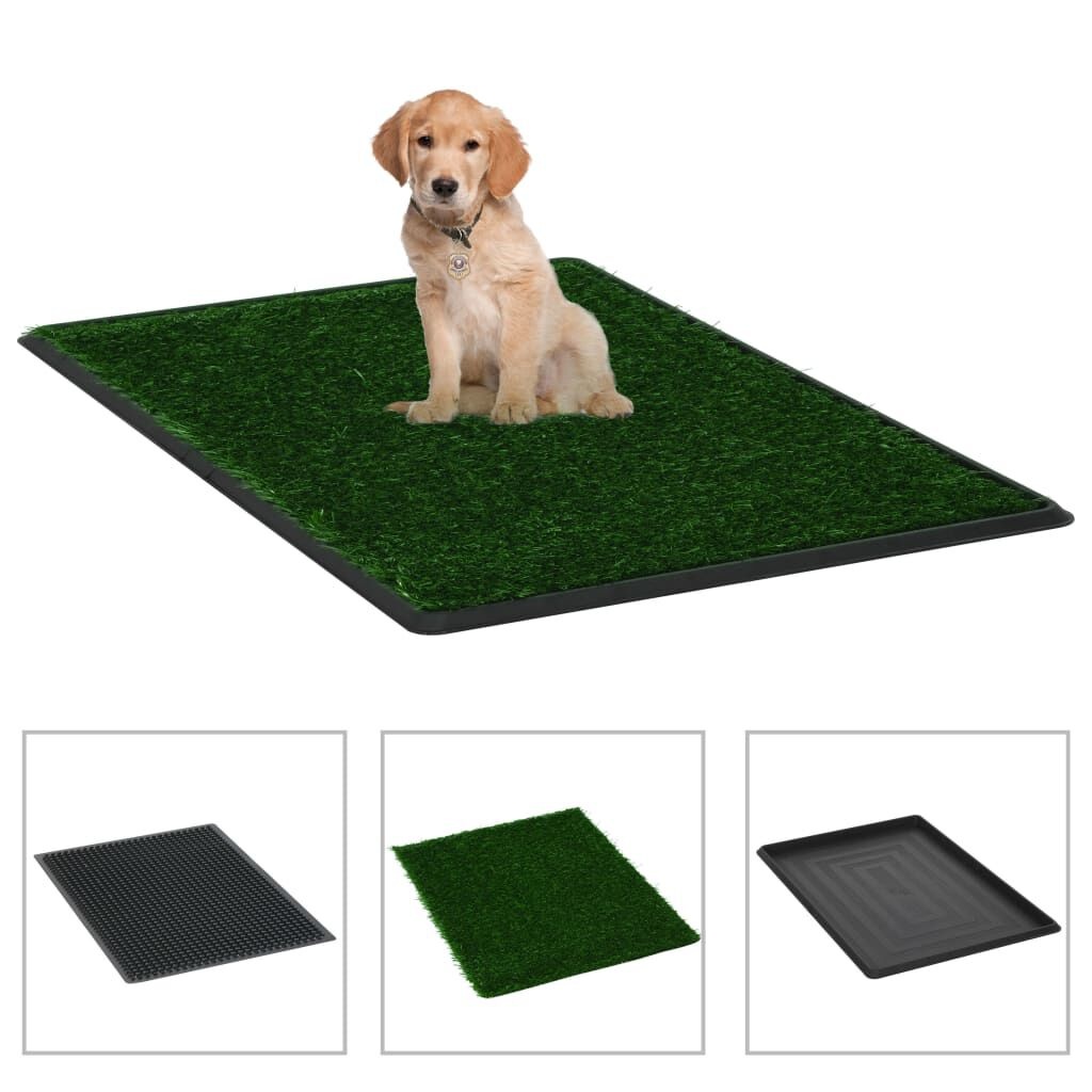 vidaXL Huisdierentoiletten 2 st met bak en kunstgras 76x51x3 cm groen