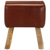vidaXL Bankje turnbok 38 cm echt leer en massief mangohout bruin