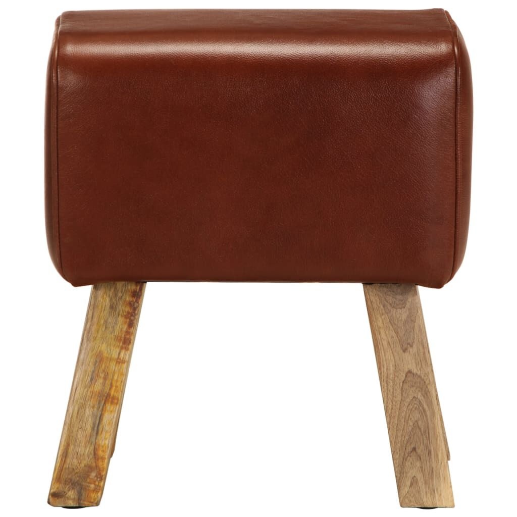 vidaXL Bankje turnbok 38 cm echt leer en massief mangohout bruin