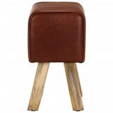 vidaXL Bankje turnbok 38 cm echt leer en massief mangohout bruin