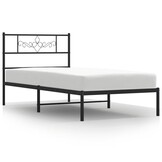 vidaXL Metalen Bedframe met Hoofdbord - Zwart, 75x190 cm - 34% Korting!