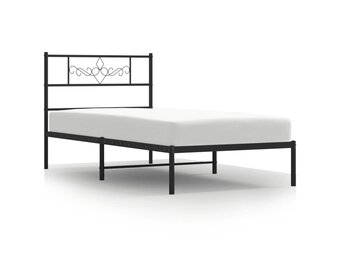 vidaXL Metalen Bedframe met Hoofdbord - Zwart, 75x190 cm - 34% Korting!