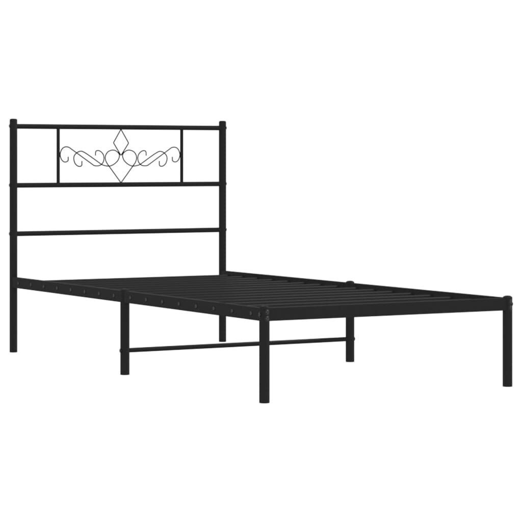 vidaXL Metalen Bedframe met Hoofdbord - Zwart, 75x190 cm - 34% Korting!