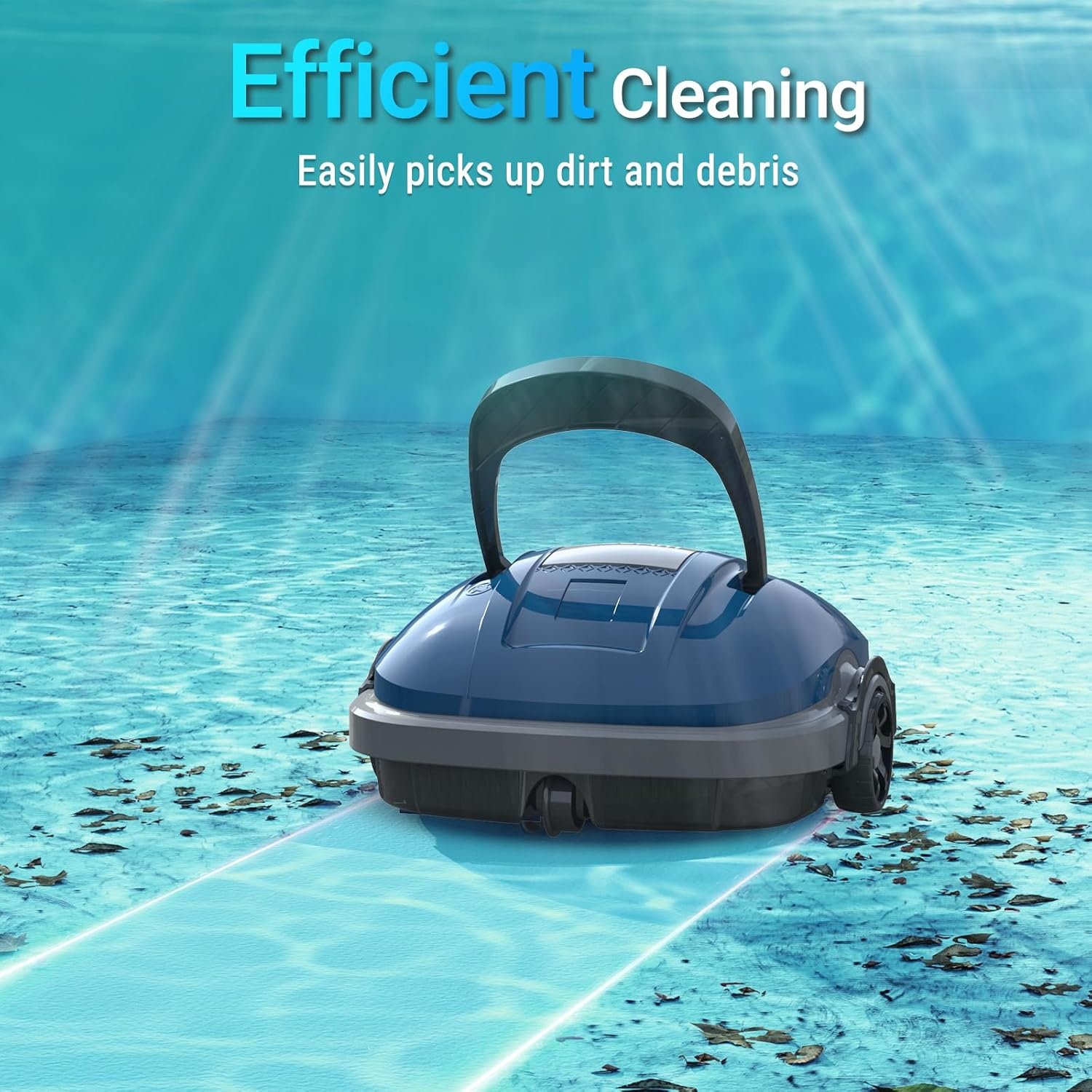 WINNY POOL CLEANER Zwembadrobot bovengronds voor zwembad, 80 m², draadloze zwembadrobot met dubbele motoriek, autonoom parkeren | reinigingsrobot met batterij 100 minuten donkerblauw
