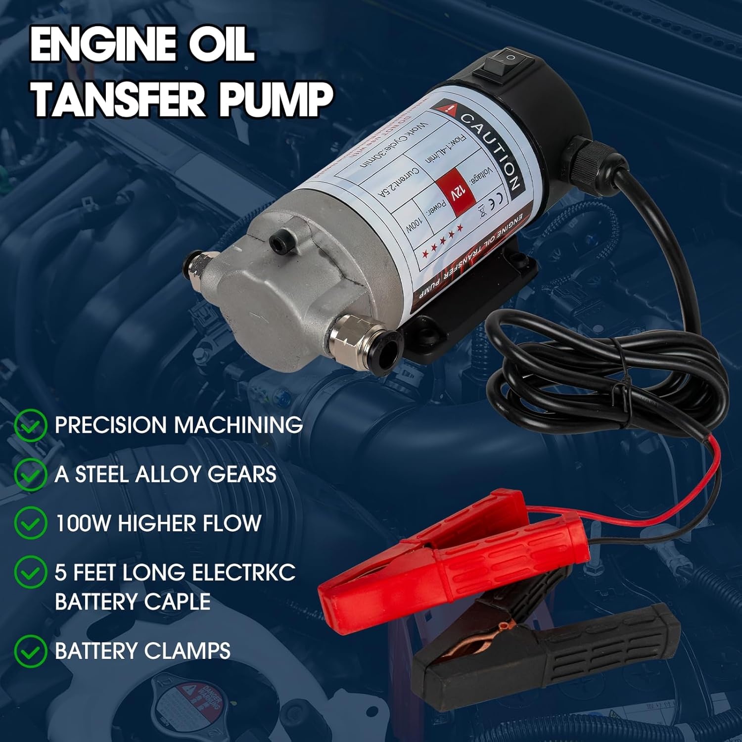 YaoFaFa 12V 100W Elektrische Oliepomp / Vloeistofafzuiger met Slang en Koffer
