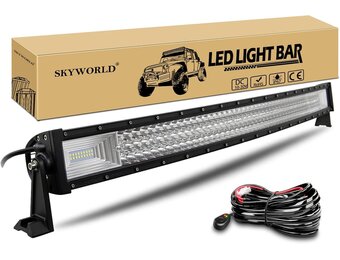 SKYWORLD 42 inch 540W Gebogen LED-lichtbalk met 12V kabelboom, Led offroad-verlichting Rijden Mistlampen Werklichtbalk waterdicht voor 4x4 SUV ATV Auto Vrachtwagens Voertuigen, 6000K wit - Maat 42 inch 540W + kabelboom