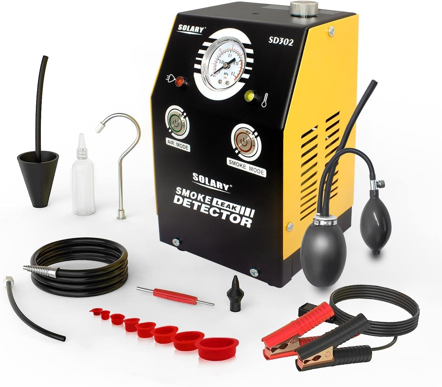 SOLARY SD302 Auto Rookmachine met Drukindicator voor Lekdetectie - DC12V, Geel