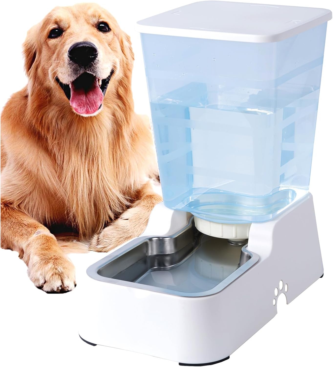 5L Automatische Drinkbak voor Honden en Katten met RVS Kom - Wit