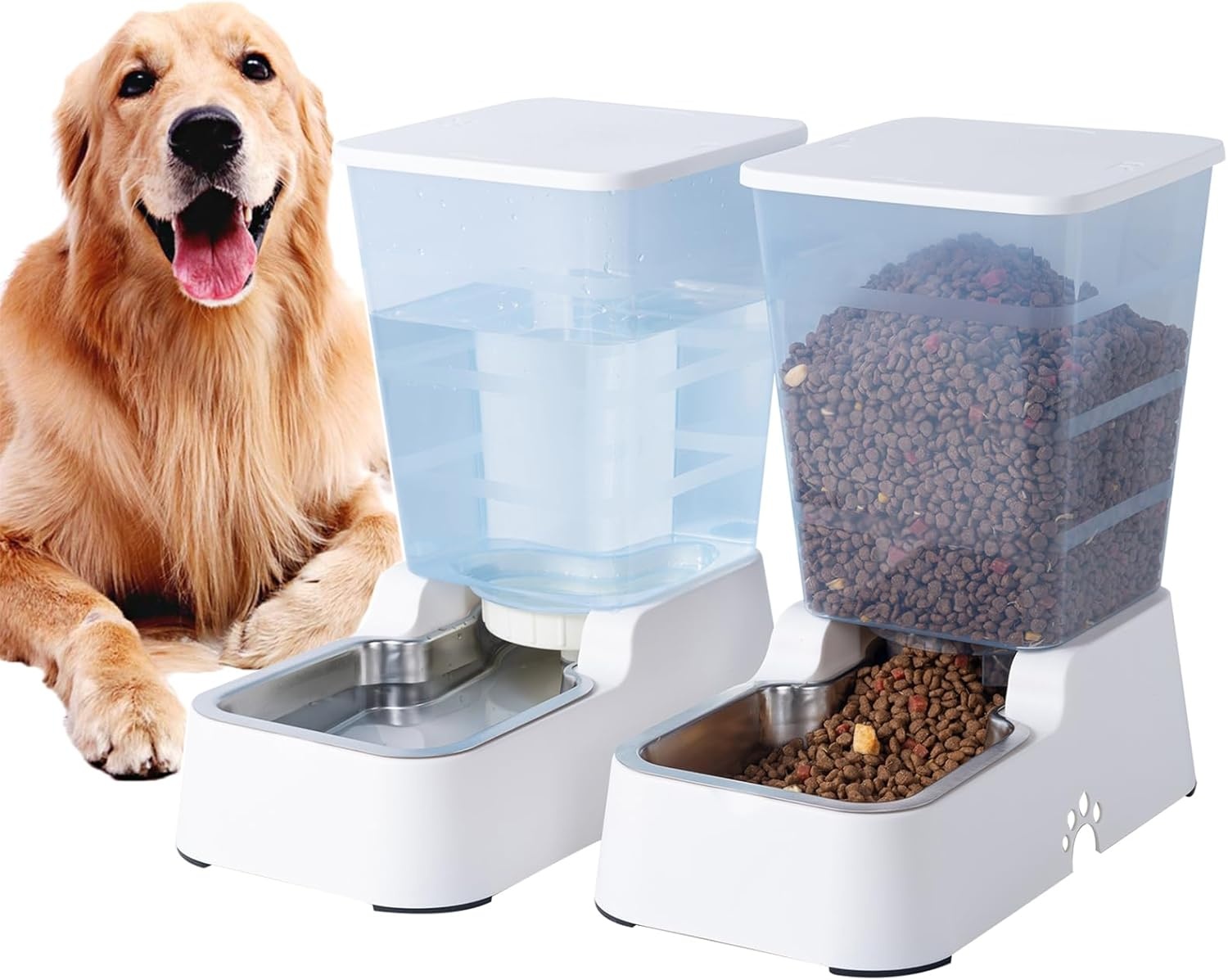 5L Automatische Drinkbak voor Honden en Katten met RVS Kom - Wit