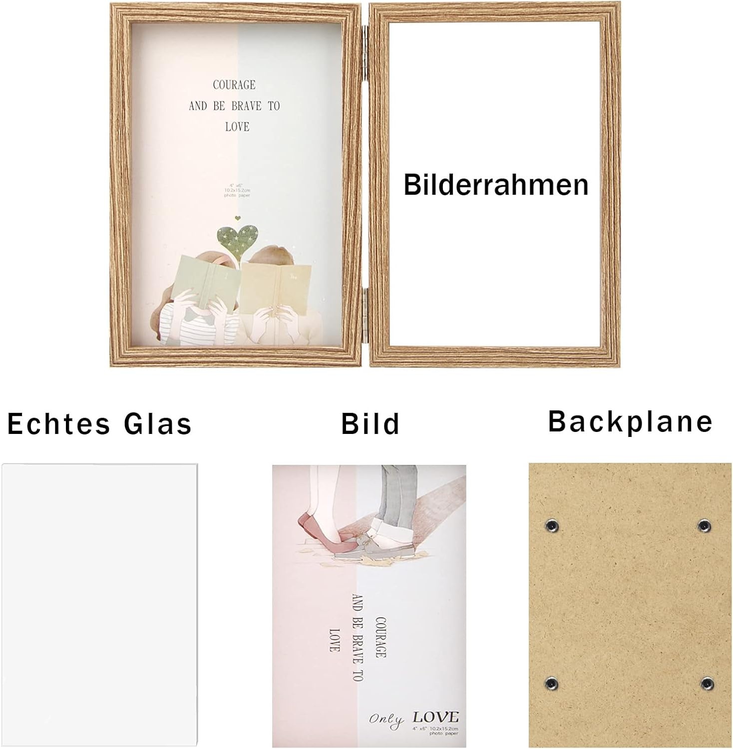 Dubbele Houten Fotolijst 10x15 cm | Echt Glas | 72% Korting