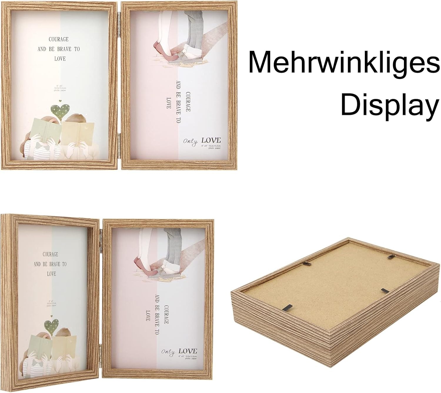 Dubbele Houten Fotolijst 10x15 cm | Echt Glas | 72% Korting