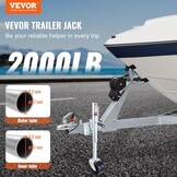 Aanhangerkrik 907 kg Schroefbaar | Met PP-wiel & Ergonomische Handgreep | Voor Camper, Boot & Bedrijfsvoertuig