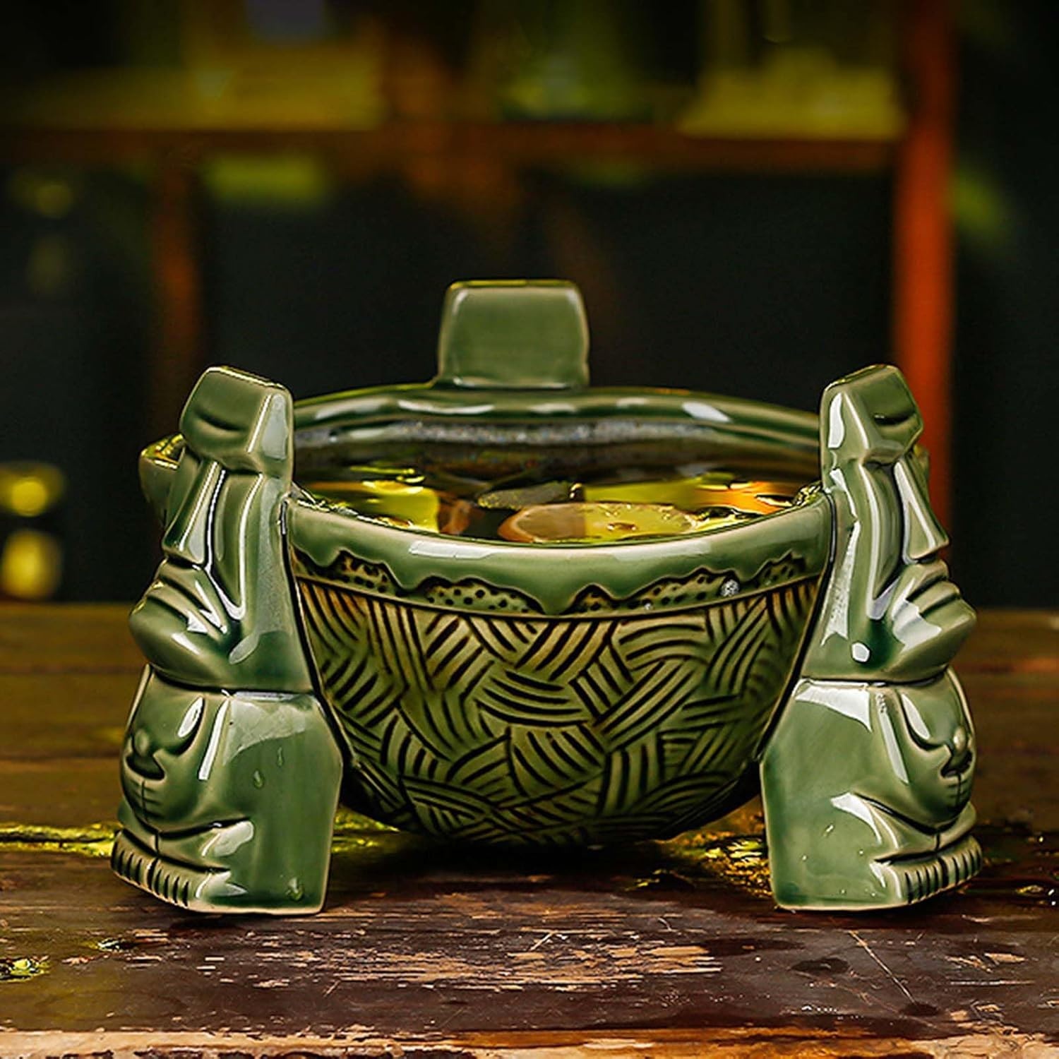 LOVIVER Tiki Cocktail Punch Bowl 1000 ml Keramiek Groen