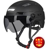ILM Fietshelm voor Volwassenen met USB-oplaadbare LED Verlichting voor en achter - Mat Zwart - Maat L-XL