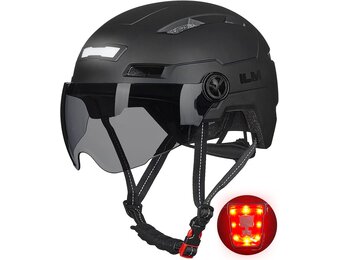 ILM Fietshelm voor Volwassenen met USB-oplaadbare LED Verlichting voor en achter - Mat Zwart - Maat L-XL