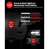 ILM Fietshelm voor Volwassenen met USB-oplaadbare LED Verlichting voor en achter - Mat Zwart - Maat L-XL
