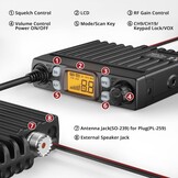 Radioddity CB-27 Pro 40-kanaals mini-CB-radio met AM/FM-noodkanaal 9/19, 4 W zendvermogen, VOX, RF Boost en externe handmicrofoon