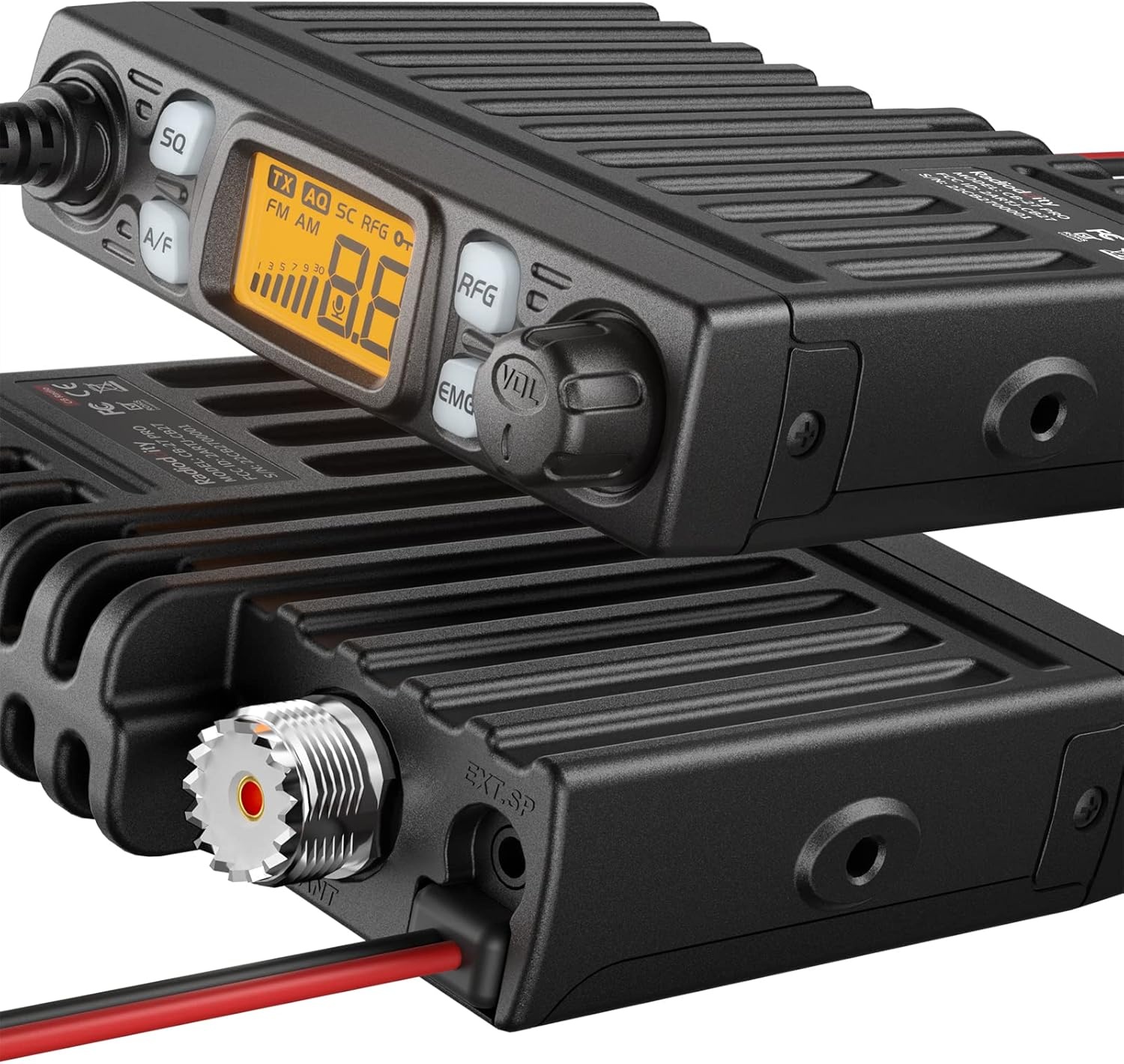 Radioddity CB-27 Pro 40-kanaals mini-CB-radio met AM/FM-noodkanaal 9/19, 4 W zendvermogen, VOX, RF Boost en externe handmicrofoon