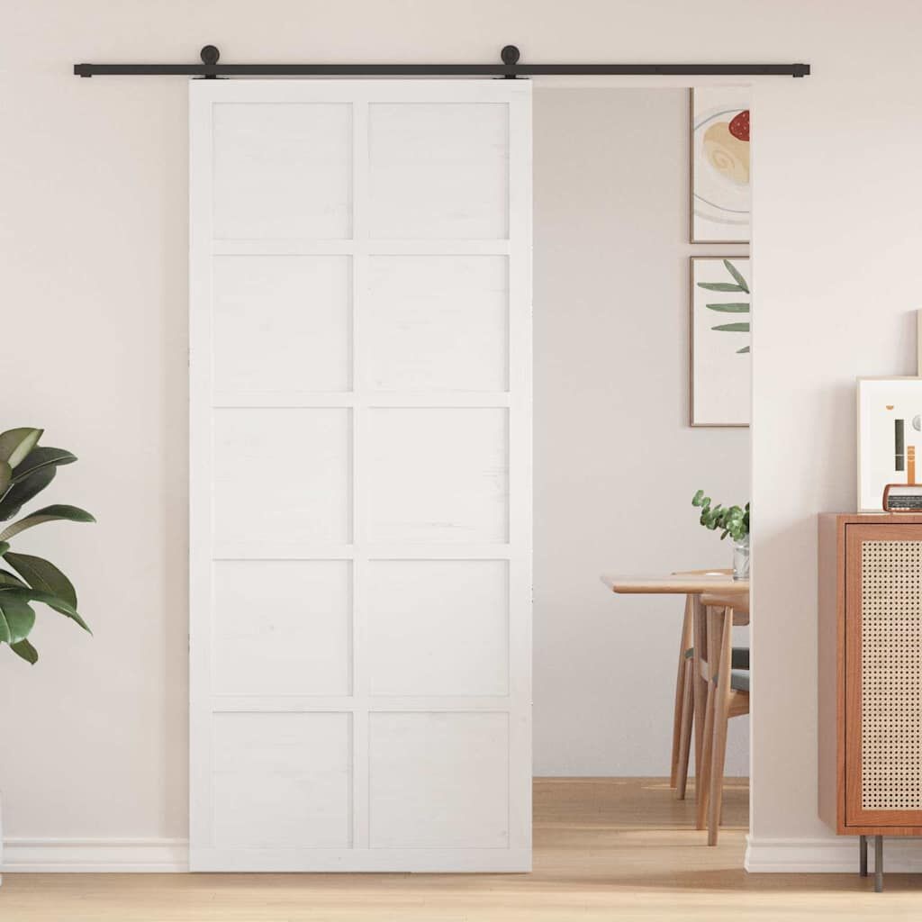 vidaXL Schuifdeur Wit 90 x 210 cm Massief grenenhout
