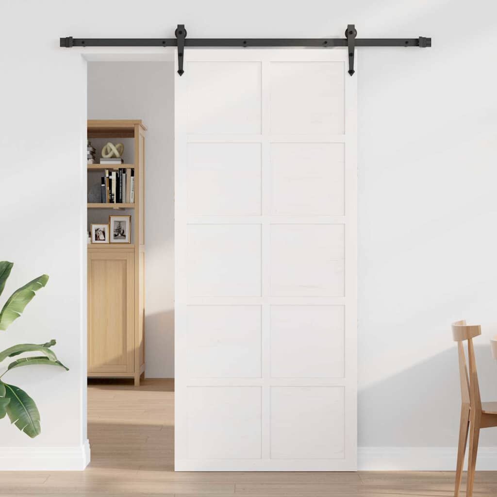 vidaXL Schuifdeur Wit 90 x 210 cm Massief grenenhout