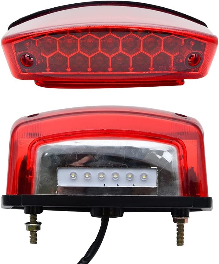 Universele Motor Achterlichten met Remlicht en Kentekenplaatverlichting (12V)