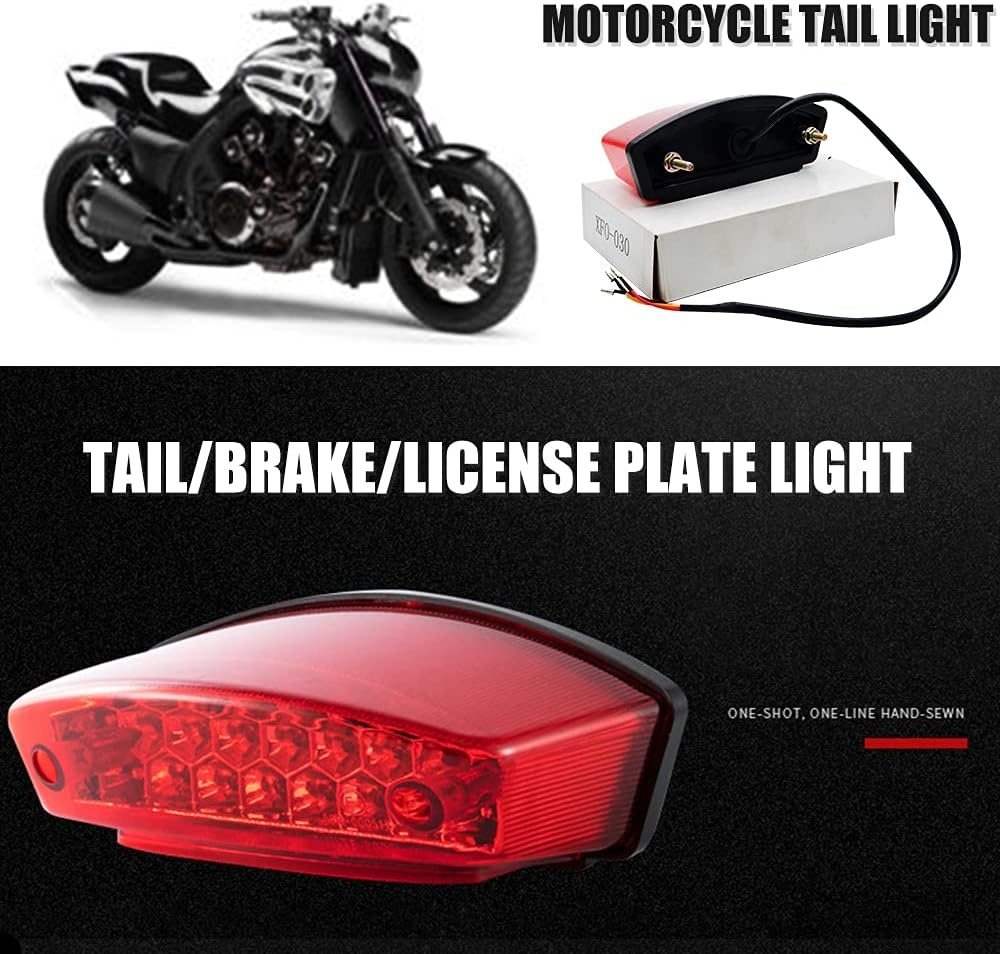 Universele Motor Achterlichten met Remlicht en Kentekenplaatverlichting (12V)