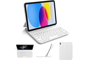iPad 10e Gen Toetsenbordhoes - Ultradun & Magnetisch - Wit - 72% Korting