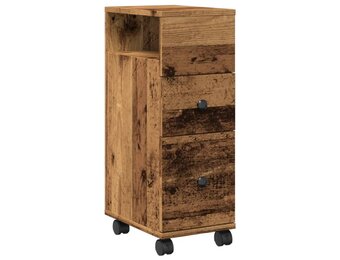 vidaXL Badkamerkast smal met wielen bewerkt hout oud houtkleurig