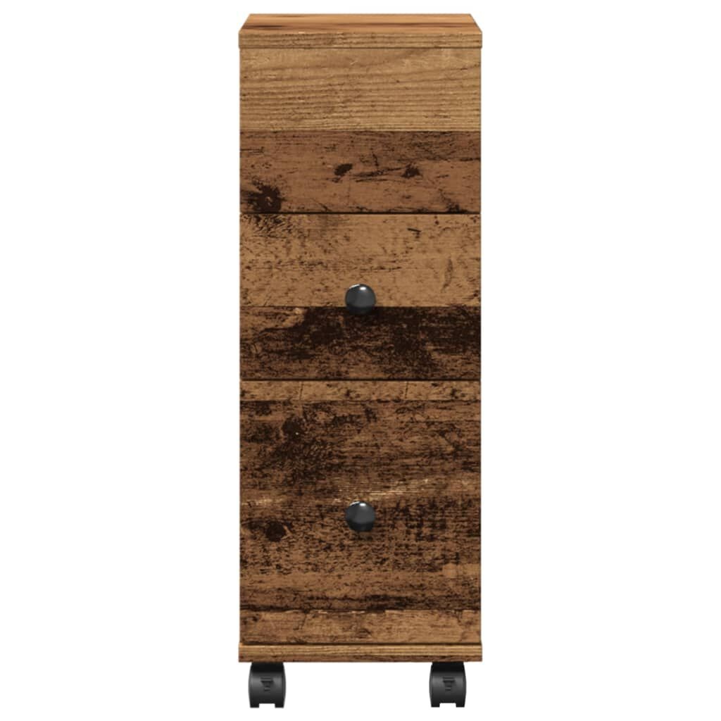 vidaXL Badkamerkast smal met wielen bewerkt hout oud houtkleurig
