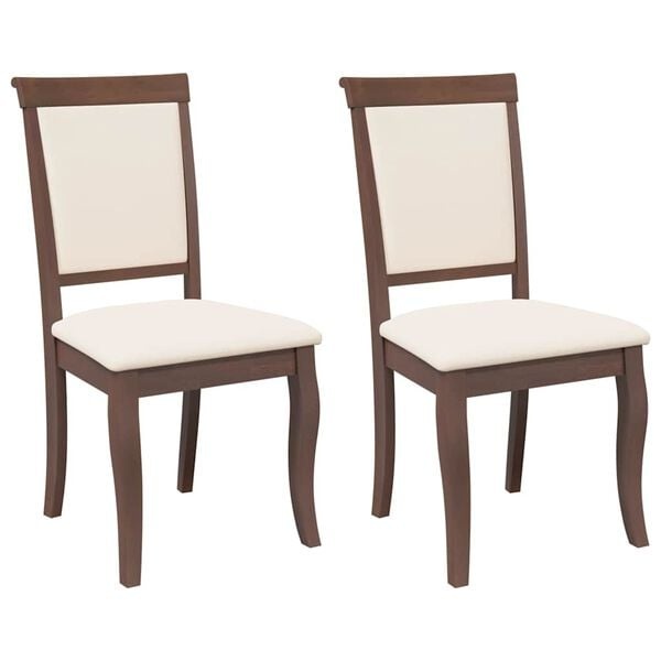 Eetkamerstoelen Massief Hout Rubber Bruin (2 Stuks) - 79% Korting