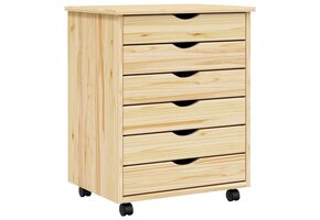 Rolbare Kast met Laden MOSS - Heldere Vernis, 34% Korting