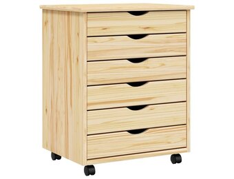 vidaXL Rolling Cabinet met Laden MOSS Heldere Vernis 53 x 39 x 65,5 cm