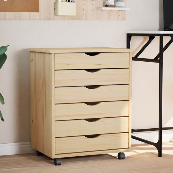 vidaXL Rolling Cabinet met Laden MOSS Heldere Vernis 53 x 39 x 65,5 cm