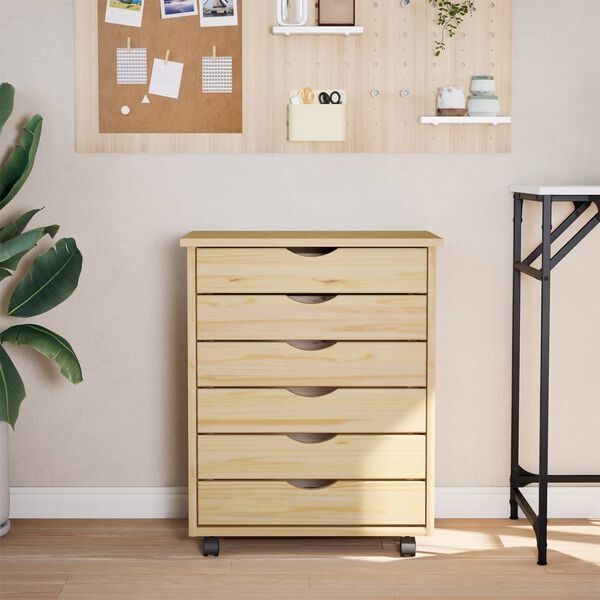 vidaXL Rolling Cabinet met Laden MOSS Heldere Vernis 53 x 39 x 65,5 cm