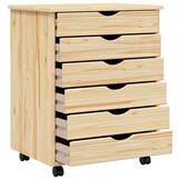 vidaXL Rolling Cabinet met Laden MOSS Heldere Vernis 53 x 39 x 65,5 cm