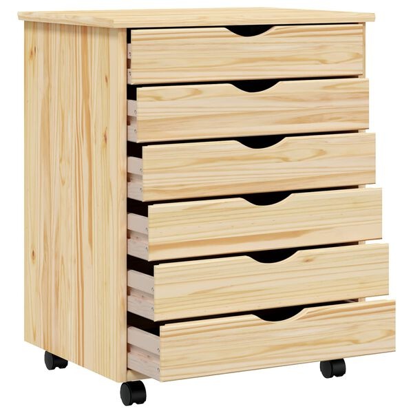 vidaXL Rolling Cabinet met Laden MOSS Heldere Vernis 53 x 39 x 65,5 cm
